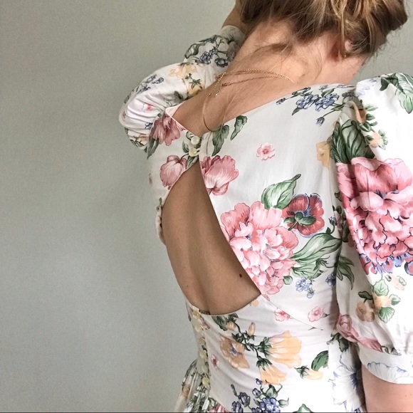 Vintage Cottagecore Floral Open Back Midi Dress 🌿 - Picture 17 of 17